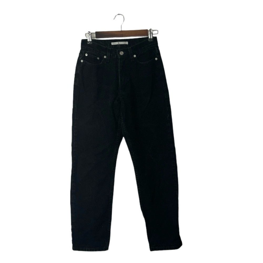Vintage Tommy Hilfiger Black High Waist Jeans Straight Baggy Leg Size 4